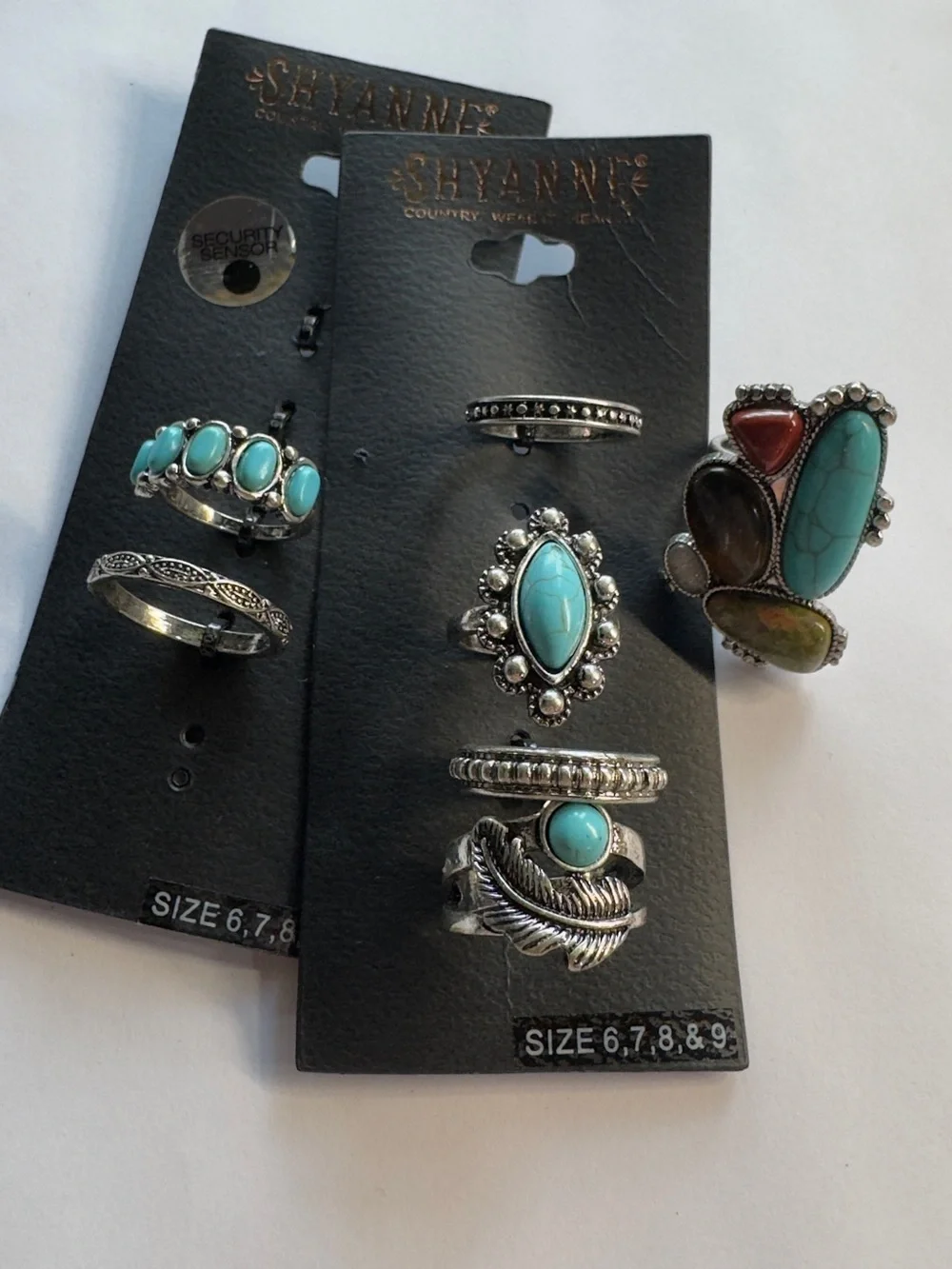 Shyanne Turquoise and Multi-Stone Silver-Tone Ring Set